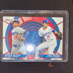 Topps Dodgers Baseball Card with Red and Blue Accents